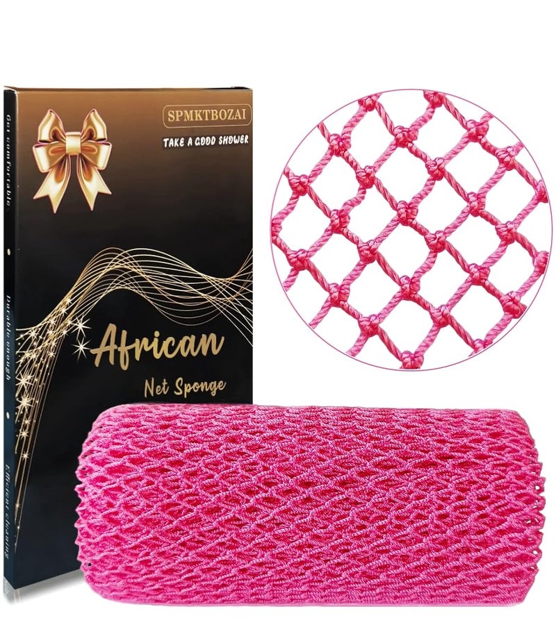 SPMKTBOZAI African Net Sponge Authentic African Exfoliating Sponge Real African Net Black Owned African Bath Sponge Back Scrubber Body Exfoliator Shower Bath Accessories Pink